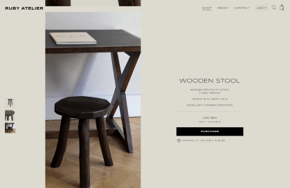 WooCommerce merchant Ruby Atelier’s website.